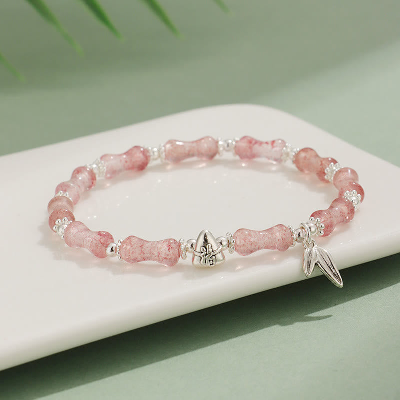 Buddha Stones Peridot White Jade Strawberry Quartz Green Aventurine Bamboo Fu Character Luck Bracelet - image 10