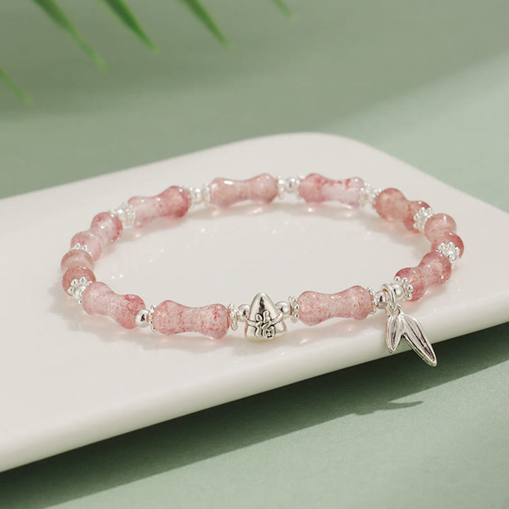 Buddha Stones Peridot White Jade Strawberry Quartz Green Aventurine Bamboo Fu Character Luck Bracelet - image 10