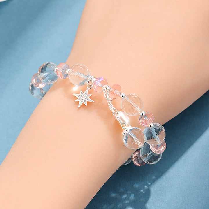 Buddha Stones White Crystal Pink Crystal Protection Star Charm Bracelet - image 7