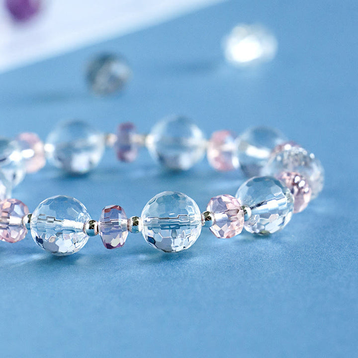 Buddha Stones White Crystal Pink Crystal Protection Star Charm Bracelet - image 5