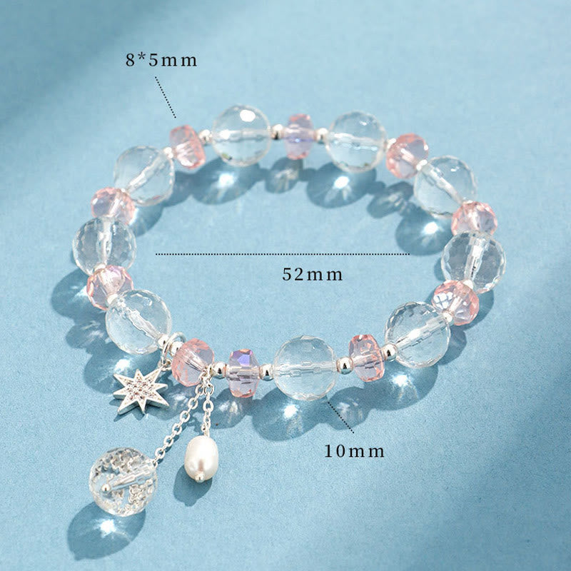 Buddha Stones White Crystal Pink Crystal Protection Star Charm Bracelet - image 6