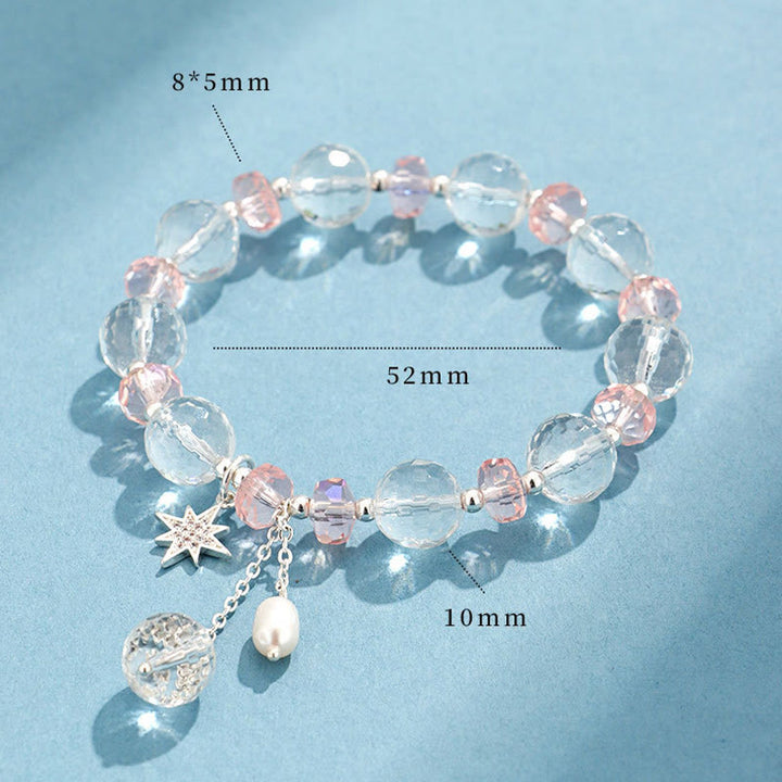 Buddha Stones White Crystal Pink Crystal Protection Star Charm Bracelet - image 6