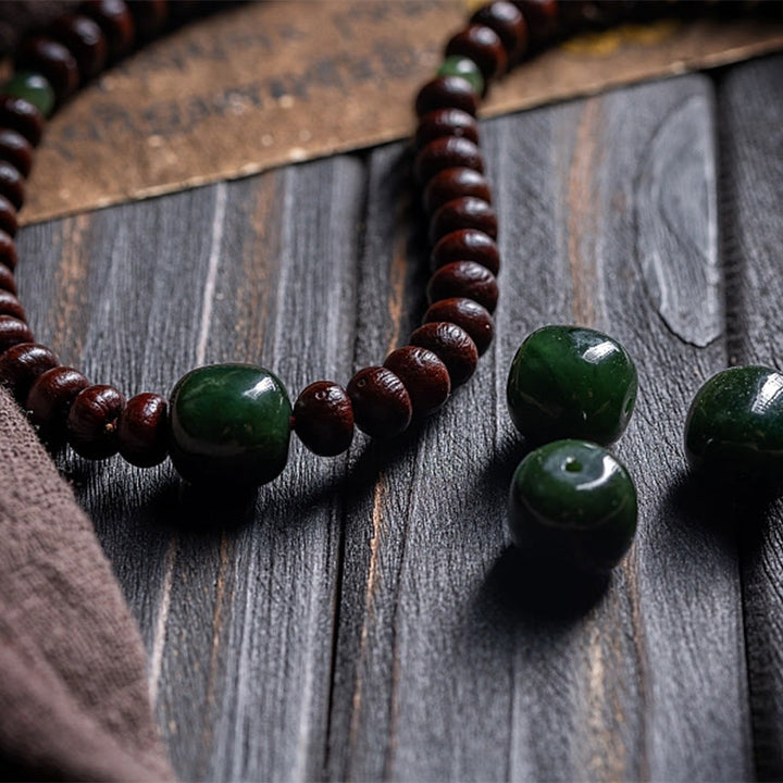 Buddha Stones Natural Tibet 108 Mala Beads Purple Bodhi Seed Hetian Cyan Jade Copper Dorje Peace Bracelet - image 16