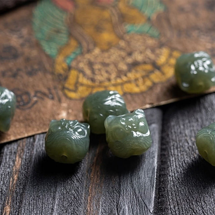 Buddha Stones Natural Tibet 108 Mala Beads Purple Bodhi Seed Hetian Cyan Jade Copper Dorje Peace Bracelet - image 19