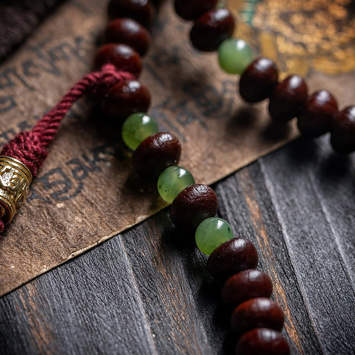 Buddha Stones Natural Tibet 108 Mala Beads Purple Bodhi Seed Hetian Cyan Jade Copper Dorje Peace Bracelet - image 6