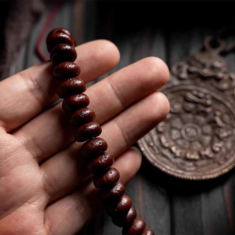Buddha Stones Natural Tibet 108 Mala Beads Purple Bodhi Seed Hetian Cyan Jade Copper Dorje Peace Bracelet - image 17