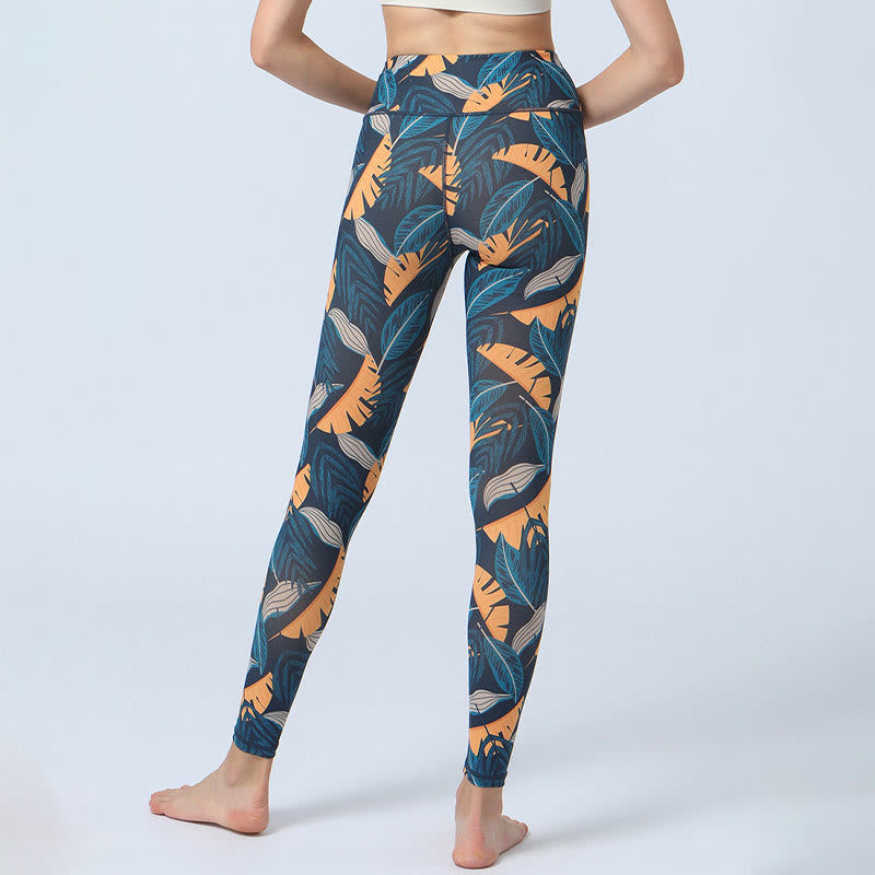 Buddha Stones Leaves Print Sports Fitness Yoga High Waist Leggings Women's Yoga Pants - image 14