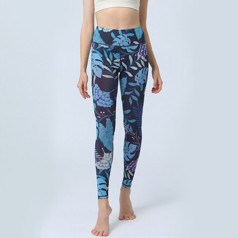 Buddha Stones Leaves Print Sports Fitness Yoga High Waist Leggings Women's Yoga Pants - image 11