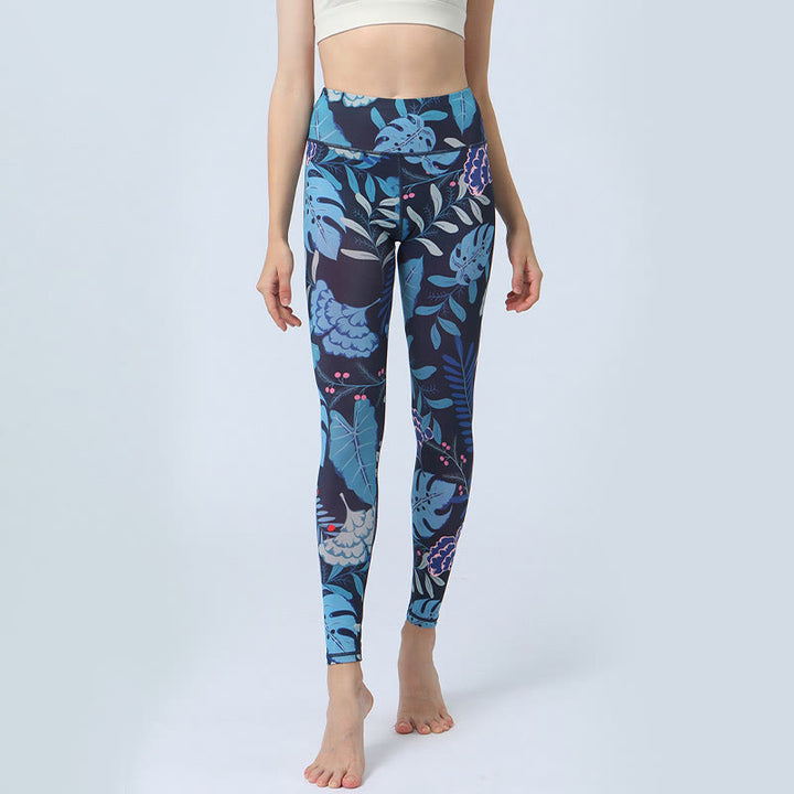 Buddha Stones Leaves Print Sports Fitness Yoga High Waist Leggings Women's Yoga Pants - image 11