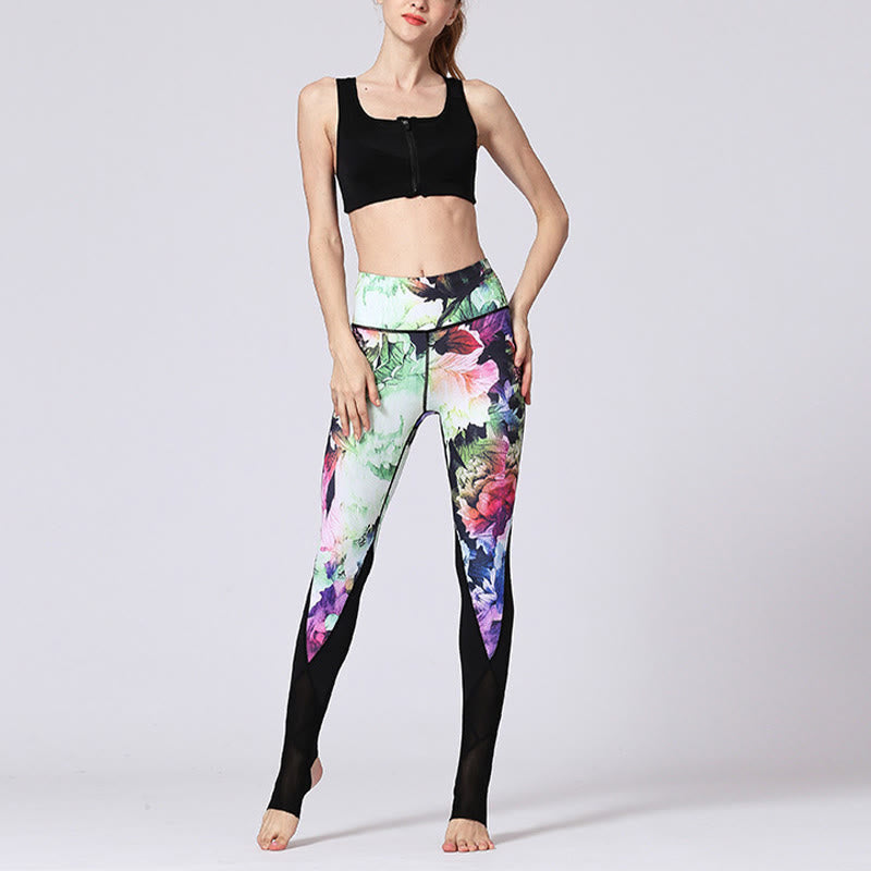 Buddha Stones Rose Peony Flower Print Design Sports Fitness Yoga Leggings Women's Yoga Pants - image 12