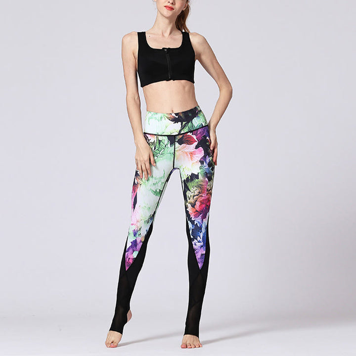 Buddha Stones Rose Peony Flower Print Design Sports Fitness Yoga Leggings Women's Yoga Pants - image 12