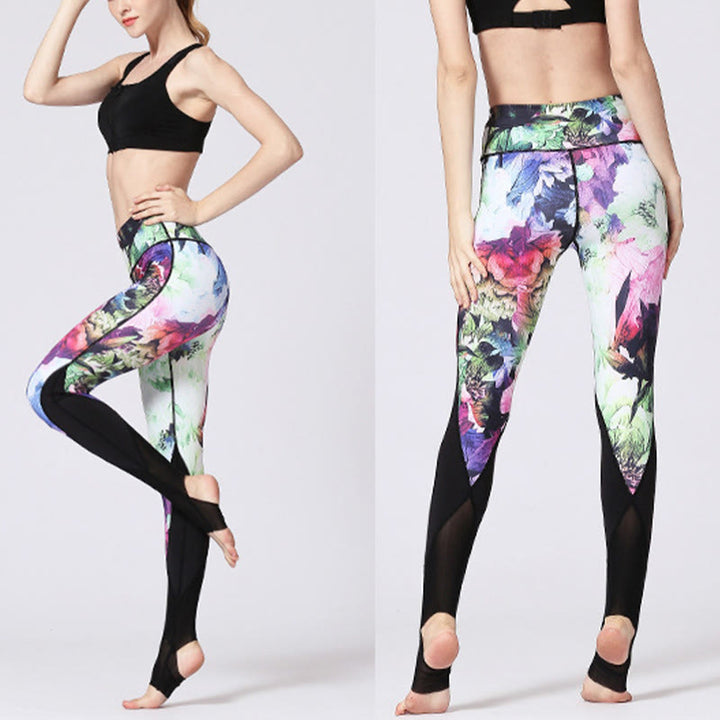 Buddha Stones Rose Peony Flower Print Design Sports Fitness Yoga Leggings Women's Yoga Pants - image 14