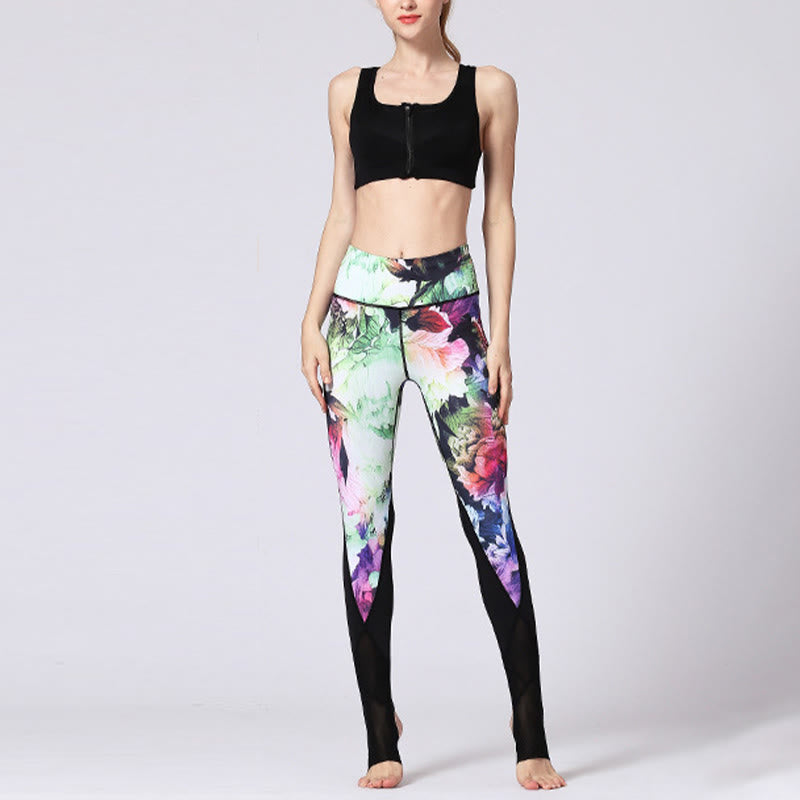 Buddha Stones Rose Peony Flower Print Design Sports Fitness Yoga Leggings Women's Yoga Pants - image 13