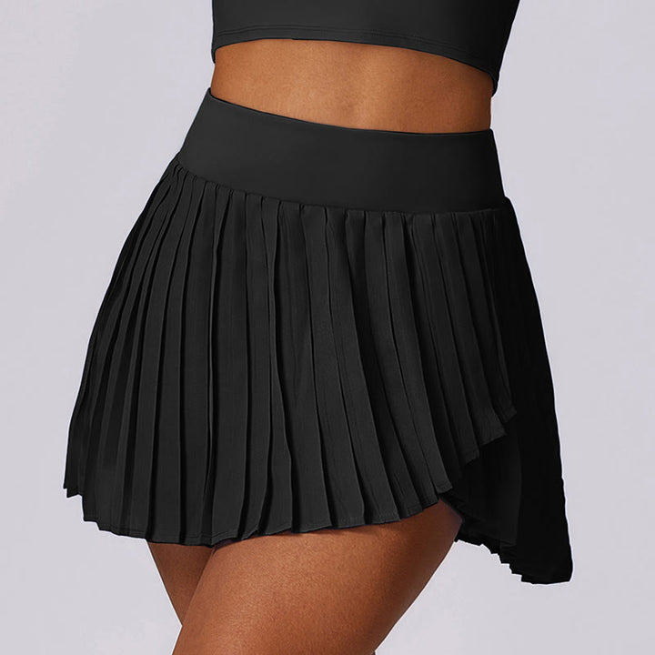 Buddha Stones Polo Collar Crop Tank Top Tennis Skirts Pleated Shorts With Pocket Sports Yoga Outfits - Black - Shorts - US8-10，UK/AU12-14，EU40-42 (XL) - image 19