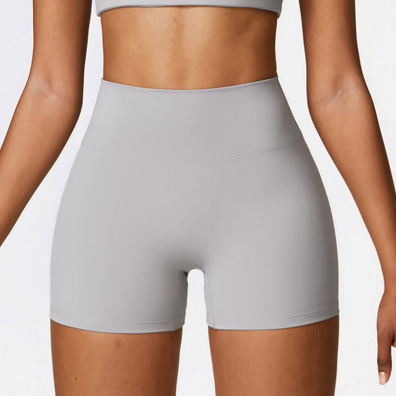 Buddha Stones Solid Color Crop Tank Top High Waist Shorts Sports Fitness Gym Yoga Outfits - Gray - Shorts - US8-10，UK/AU12-14，EU40-42 (XL) - image 32