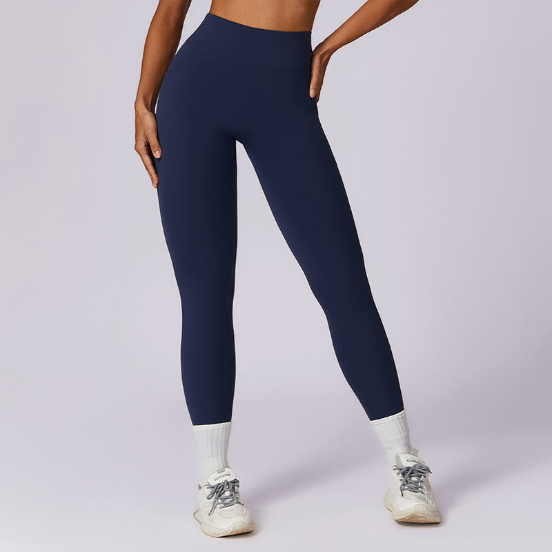Buddha Stones Solid Color Halter Neck Bra Long Sleeve Crop Tank Top Pants Sports Fitness Gym Yoga Outfits - Dark Blue - Pants - US6，UK/AU10，EU38 (XL) - image 13