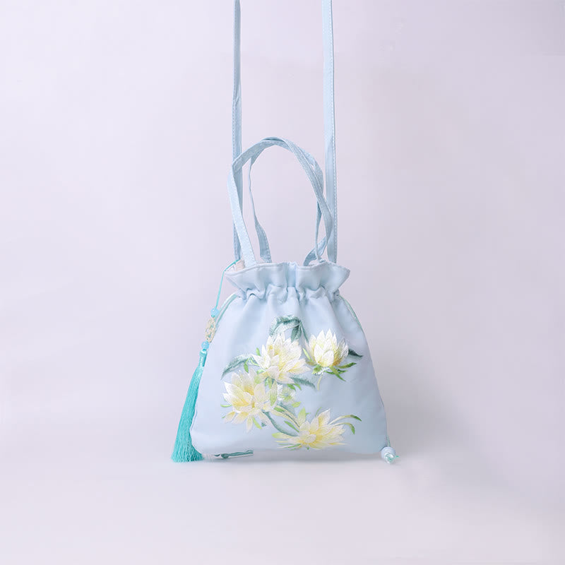 Buddha Stones Suzhou Embroidery Lotus Deer Epiphyllum Peony Rabbit Cotton Linen Tote Crossbody Bag Shoulder Bag Handbag - image 6