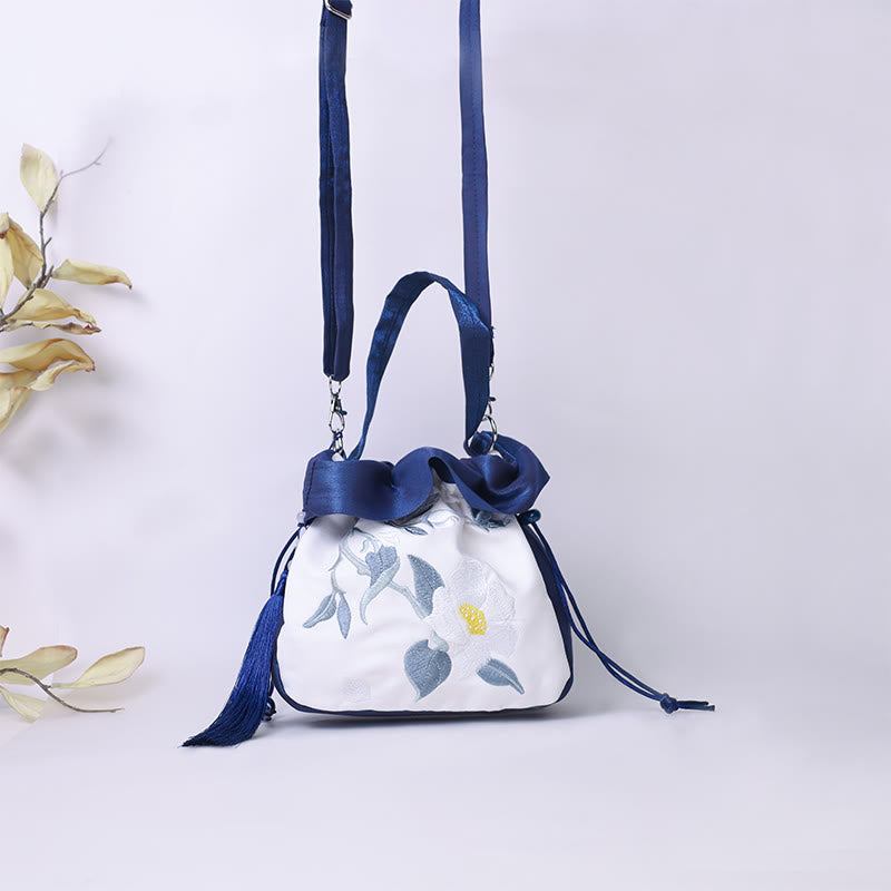 Buddha Stones Suzhou Embroidery Camellia Magnolia Peony Lotus Silk Tote Crossbody Bag Shoulder Bag Handbag - image 6