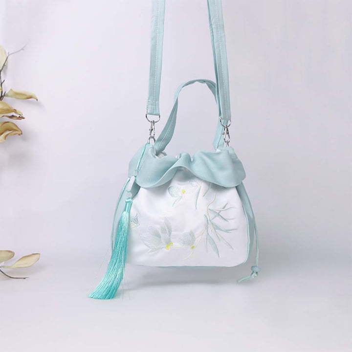 Buddha Stones Suzhou Embroidery Lotus Epiphyllum Magnolia Cotton Linen Tote Crossbody Bag Shoulder Bag Handbag - image 20