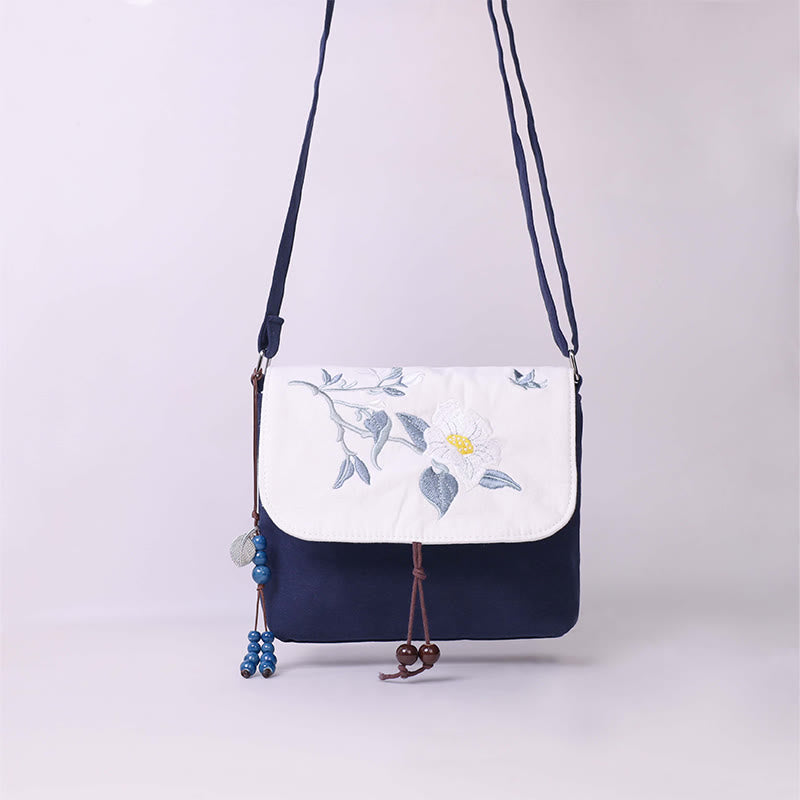 Buddha Stones Embroidered Camellia Epiphyllum Gardenia Sakura Flowers Crossbody Bag Shoulder Bag Cellphone Bag - image 5