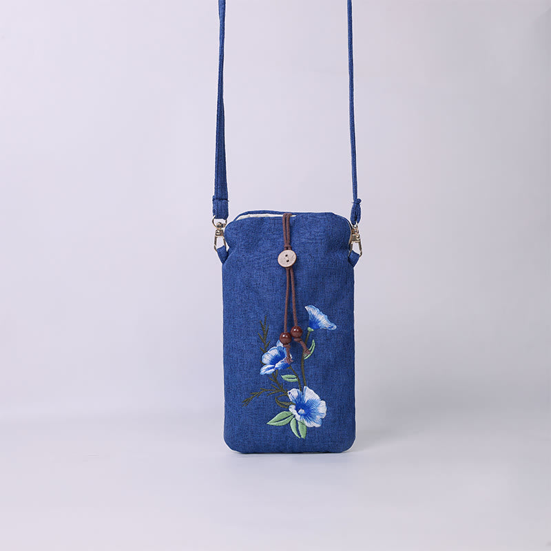 Buddha Stones Small Embroidered Flowers Crossbody Bag Shoulder Bag Cellphone Bag 11*20cm - image 7