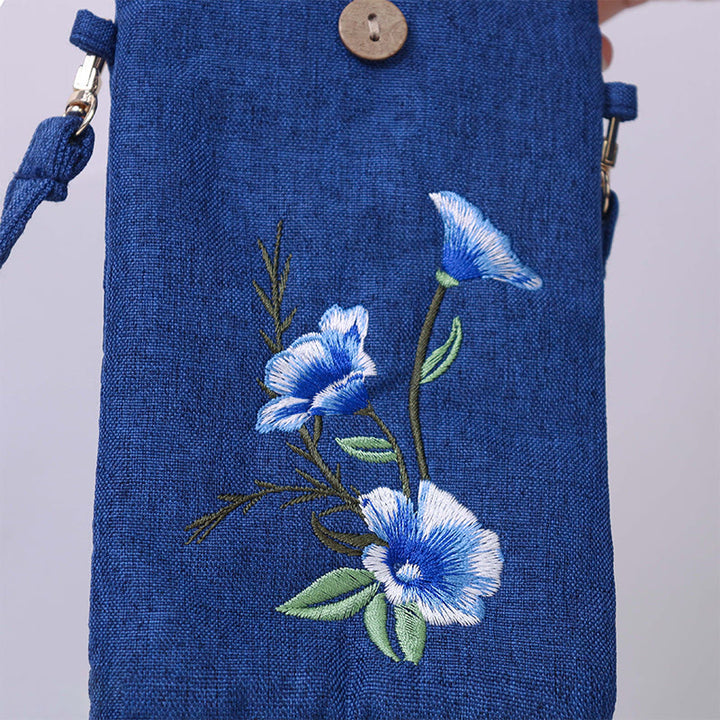 Buddha Stones Small Embroidered Flowers Crossbody Bag Shoulder Bag Cellphone Bag 11*20cm - image 6