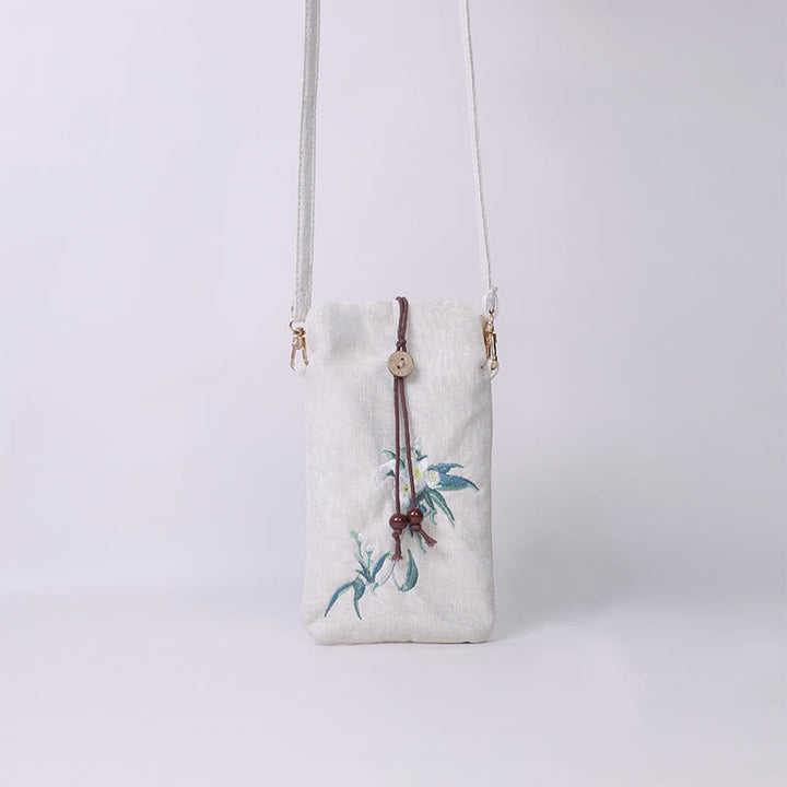 Buddha Stones Small Embroidered Flowers Crossbody Bag Shoulder Bag Cellphone Bag 11*20cm - image 17