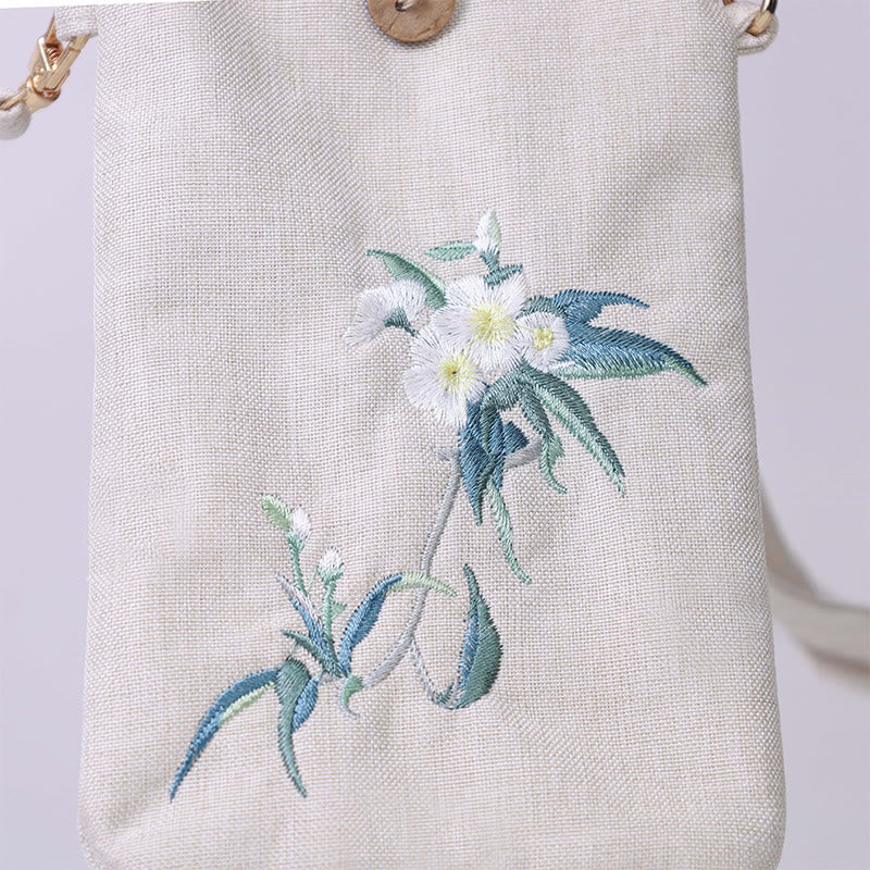 Buddha Stones Small Embroidered Flowers Crossbody Bag Shoulder Bag Cellphone Bag 11*20cm - image 16