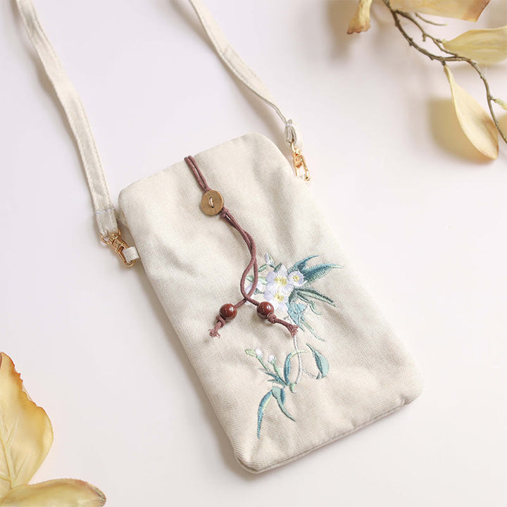 Buddha Stones Small Embroidered Flowers Crossbody Bag Shoulder Bag Cellphone Bag 11*20cm - image 14