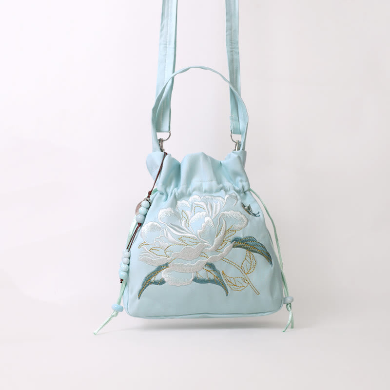 Buddha Stones Embroidered Flowers Wisteria Lily Cotton Linen Tote Crossbody Bag Shoulder Bag Handbag - image 17