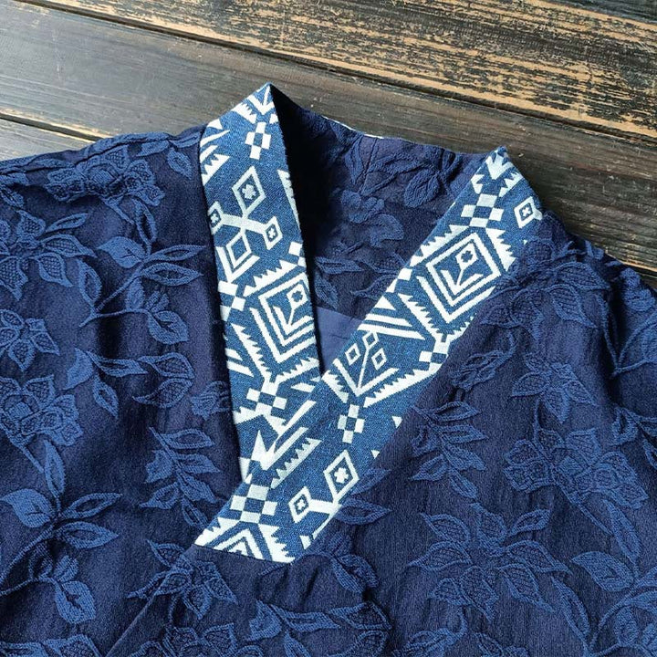 Buddha Stones Flower Jacquard V-Neck Long Sleeve Jacket - image 7