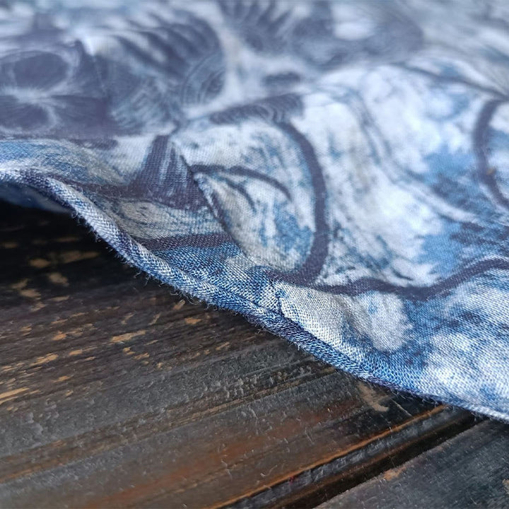 Buddha Stones Retro Blue White Flowers Frog-Button Design Long Sleeve Ramie Linen Jacket Shirt - image 11