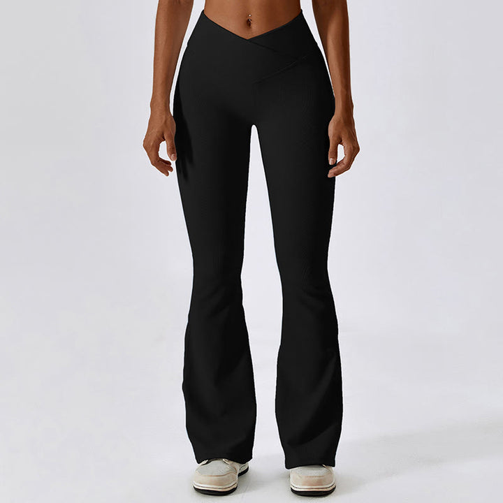 Buddha Stones Sleeveless Crop Tank Top Flared Pants Sports Fitness Yoga - Black - Pants - XL - image 19