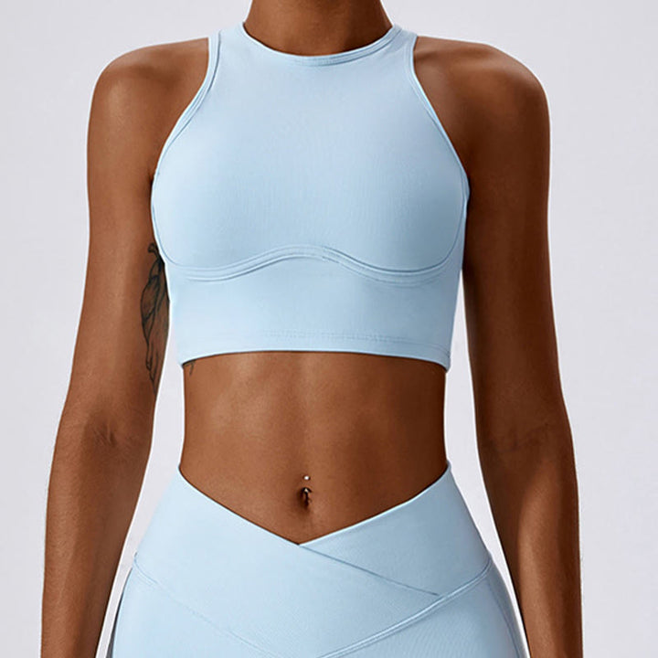 Buddha Stones Sleeveless Crop Tank Top Flared Pants Sports Fitness Yoga - Blue - Top - XL - image 36