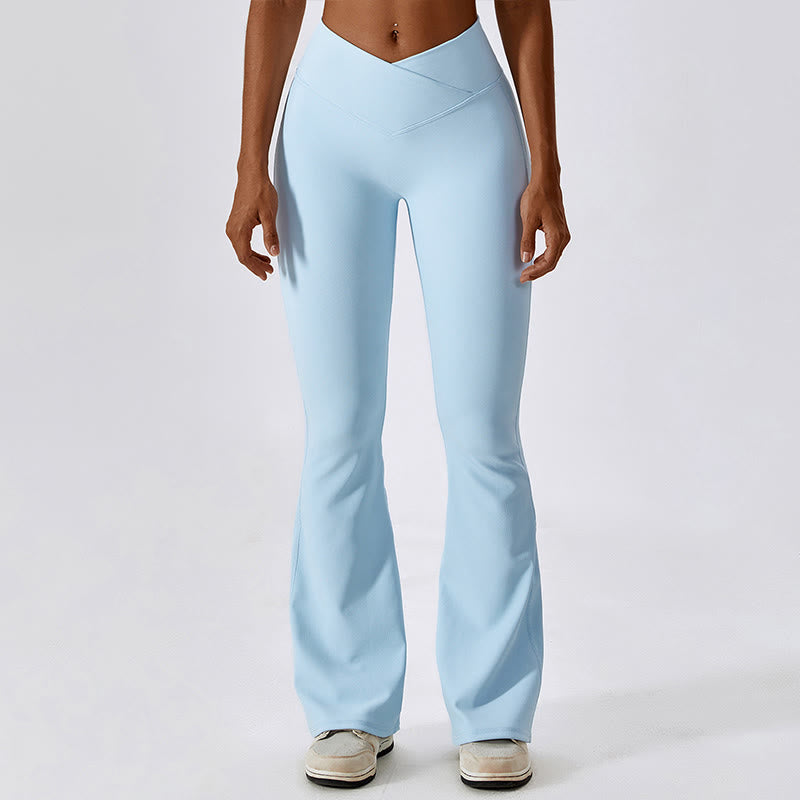 Buddha Stones Sleeveless Crop Tank Top Flared Pants Sports Fitness Yoga - Blue - Pants - XL - image 43