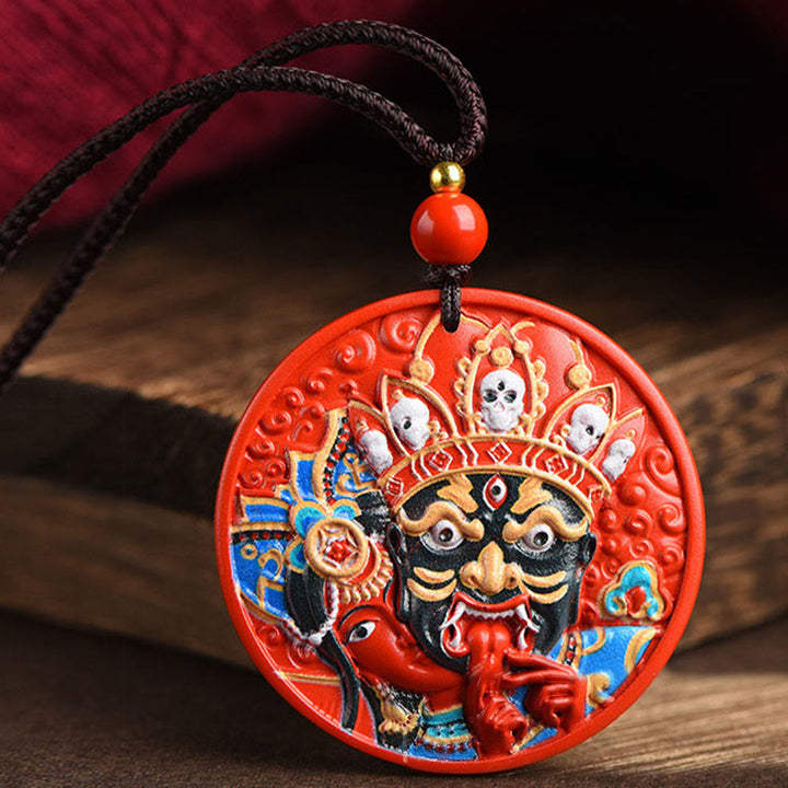 Buddha Stones Zakiram Goddess of Wealth Painted Cinnabar Blessing Necklace Pendant - image 4
