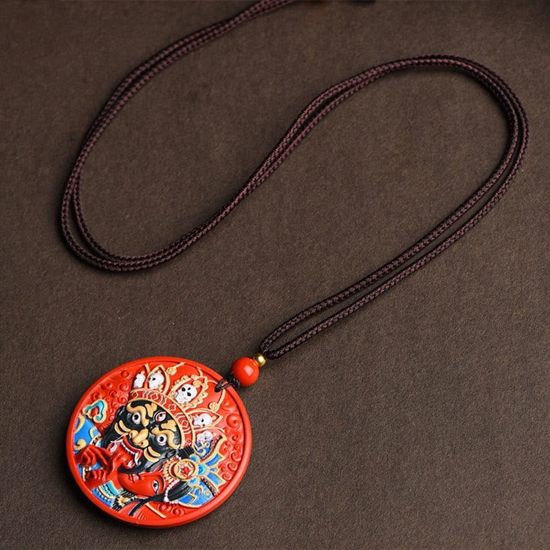 Buddha Stones Zakiram Goddess of Wealth Painted Cinnabar Blessing Necklace Pendant - image 10