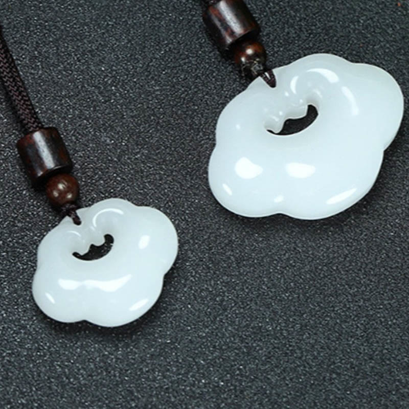 Buddha Stones Tianshan Jade Golden Silk Jade Chinese Lock Charm Abundance Necklace Pendant - image 12