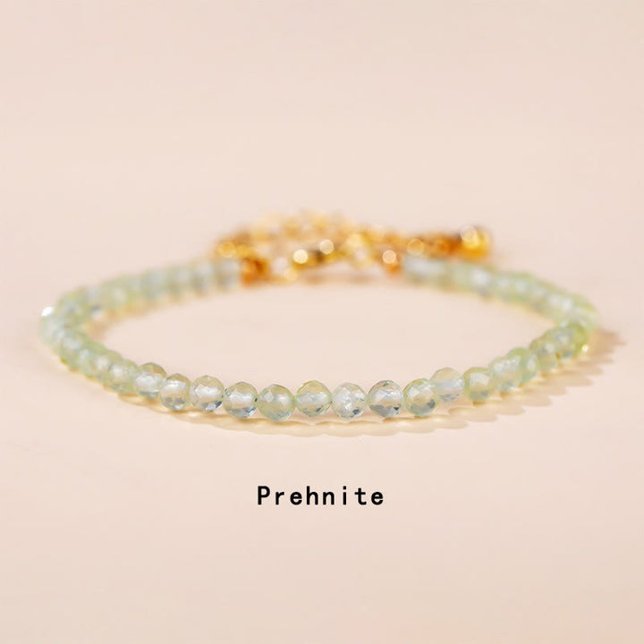 Buddha Stones Strawberry Quartz Prehnite Peridot Lazurite Pink Crystal Tourmaline Healing Chain Bracelet - Prehnite(Wrist Circumference 14-17cm) - image 6