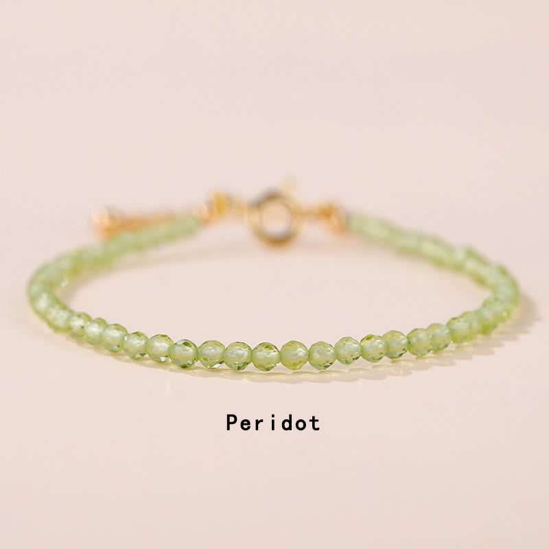 Buddha Stones Strawberry Quartz Prehnite Peridot Lazurite Pink Crystal Tourmaline Healing Chain Bracelet - Peridot(Wrist Circumference 14-17cm) - image 7