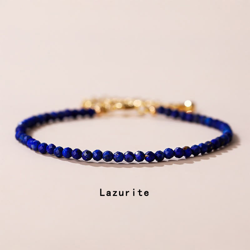 Buddha Stones Strawberry Quartz Prehnite Peridot Lazurite Pink Crystal Tourmaline Healing Chain Bracelet - Lazurite(Wrist Circumference 14-17cm) - image 9