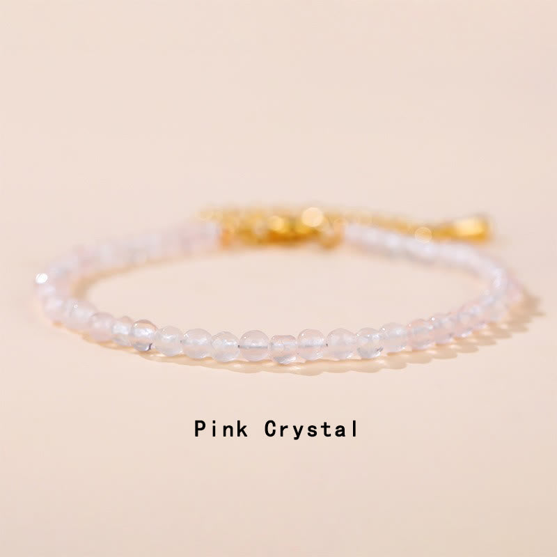 Buddha Stones Strawberry Quartz Prehnite Peridot Lazurite Pink Crystal Tourmaline Healing Chain Bracelet - Pink Crystal(Wrist Circumference 14-17cm) - image 11