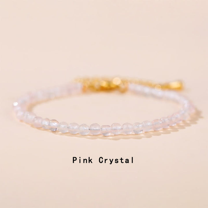 Buddha Stones Strawberry Quartz Prehnite Peridot Lazurite Pink Crystal Tourmaline Healing Chain Bracelet - Pink Crystal(Wrist Circumference 14-17cm) - image 11