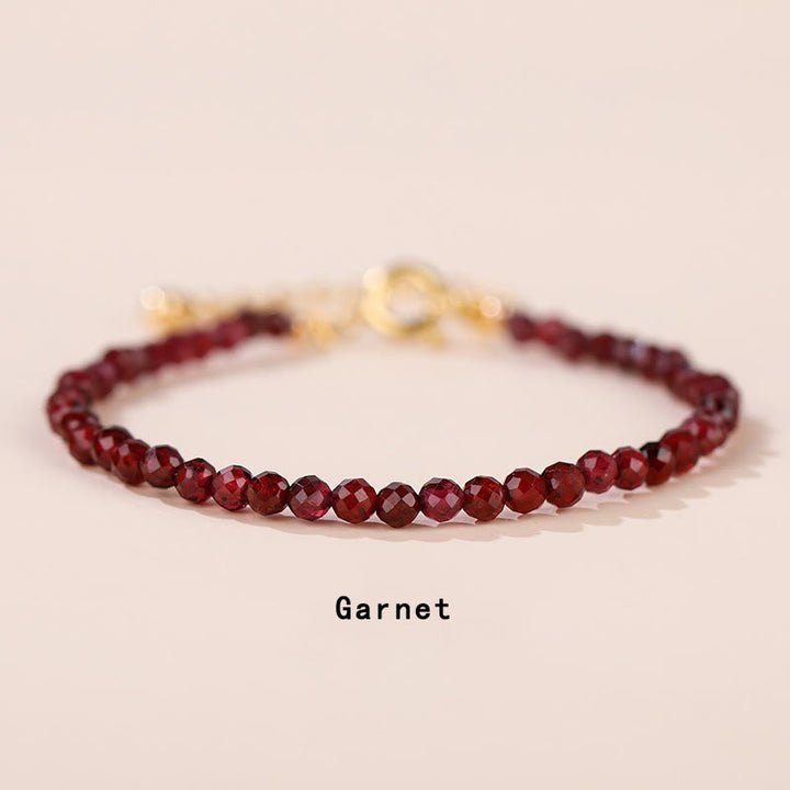Buddha Stones Strawberry Quartz Prehnite Peridot Lazurite Pink Crystal Tourmaline Healing Chain Bracelet - Garnet(Wrist Circumference 14-17cm) - image 17