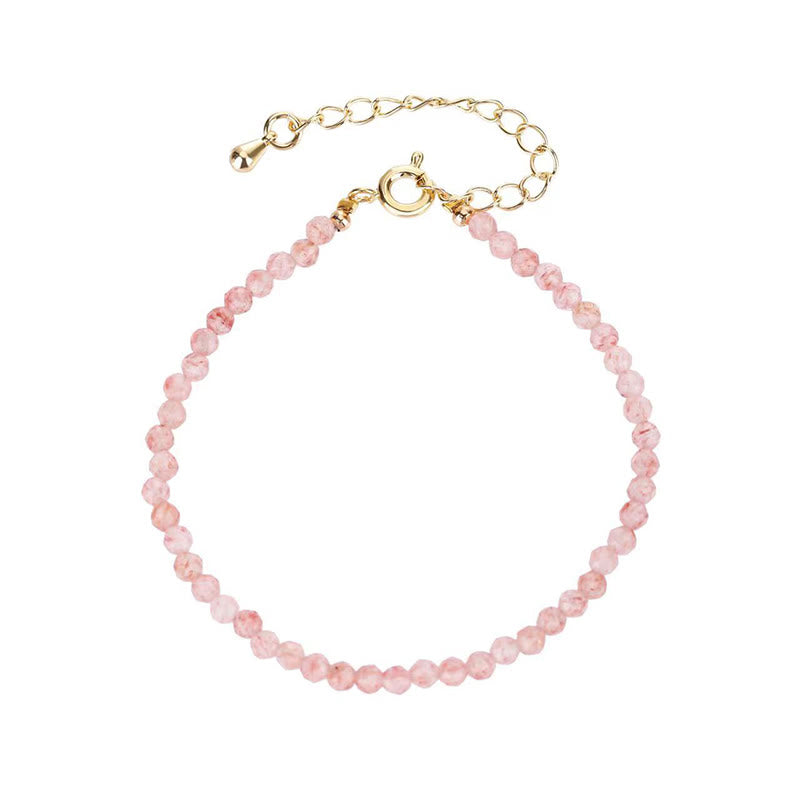 Buddha Stones Strawberry Quartz Prehnite Peridot Lazurite Pink Crystal Tourmaline Healing Chain Bracelet - image 4