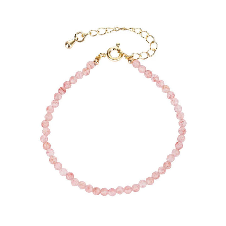 Buddha Stones Strawberry Quartz Prehnite Peridot Lazurite Pink Crystal Tourmaline Healing Chain Bracelet - image 4