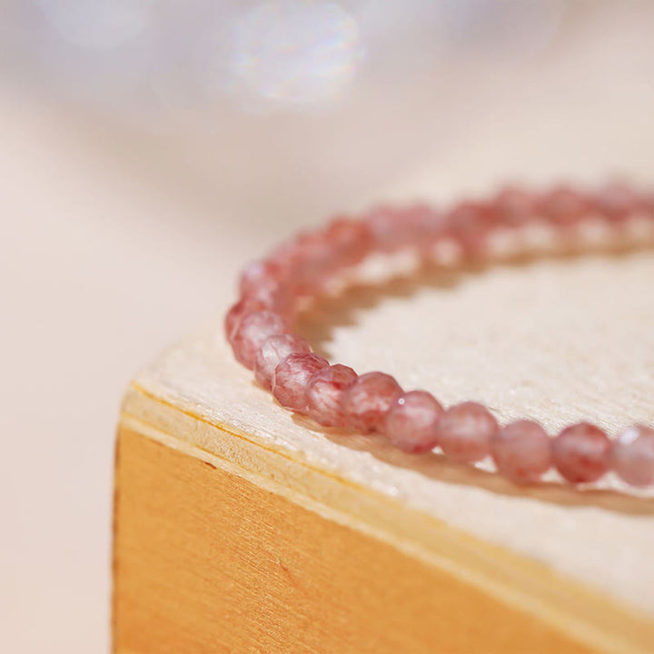 Buddha Stones Strawberry Quartz Prehnite Peridot Lazurite Pink Crystal Tourmaline Healing Chain Bracelet - image 2