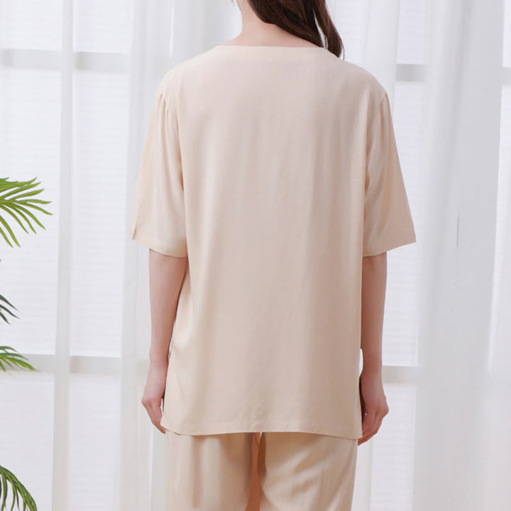 Buddha Stones 2Pcs Half Sleeve T-Shirt Pants Meditation Zen Tai Chi Cotton Linen Clothing Unisex Set - image 1