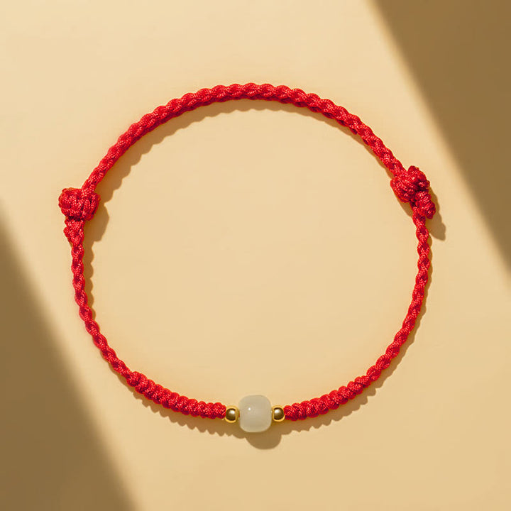 Buddha Stones Handcrafted Jade Lucky Bead Abundance Braided Bracelet - Red (Wrist Circumference 14-17cm) - image 4