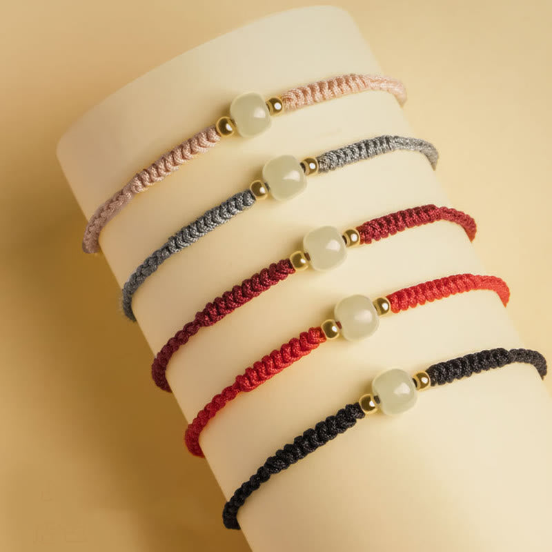 Buddha Stones Handcrafted Jade Lucky Bead Abundance Braided Bracelet - image 1